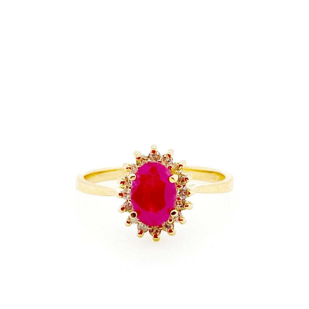 Fabulous Halo Setting Ruby and Diamond Ring