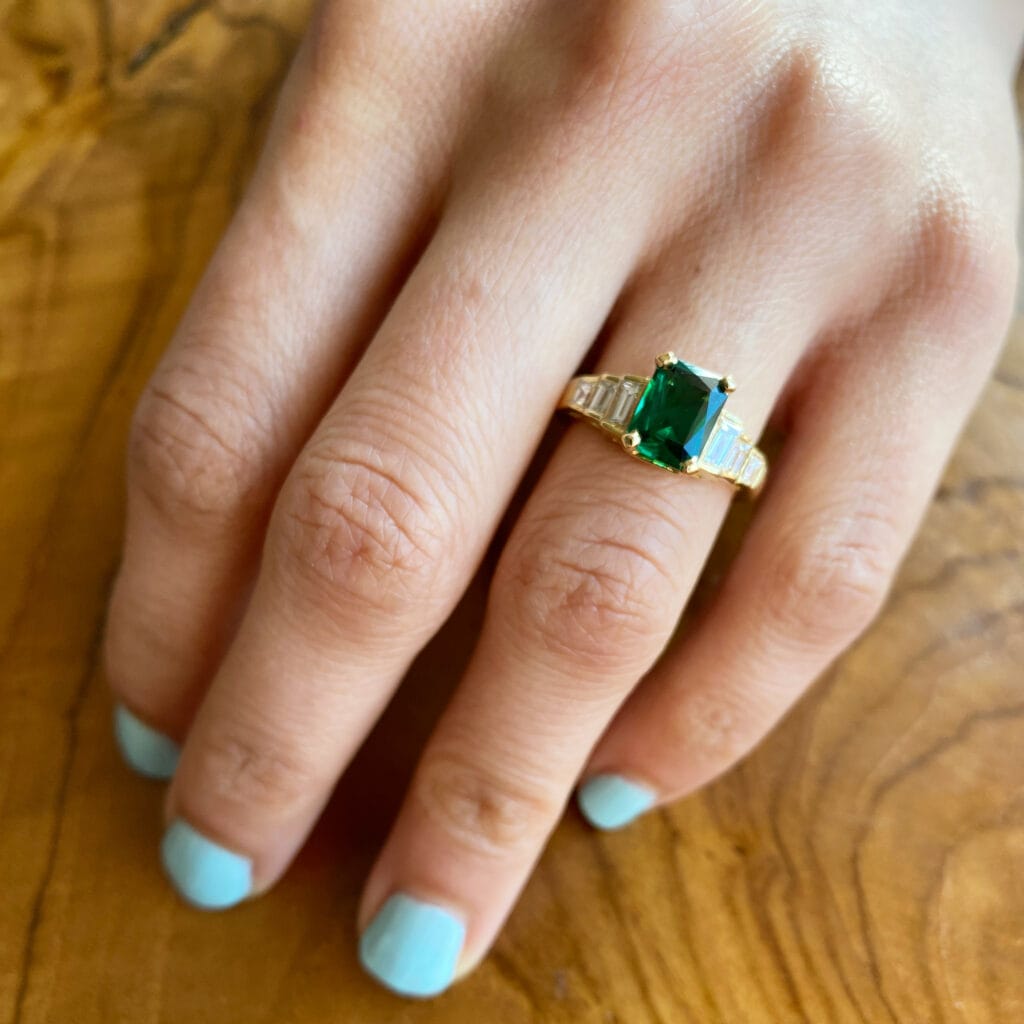 Natural emerald and diamonds engagement ring, elvish nature inspired gold  ring / Undina | Eden Garden Jewelry™