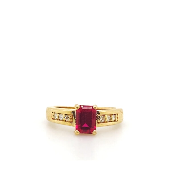 Lab-Created Ruby and Diamond Ring
