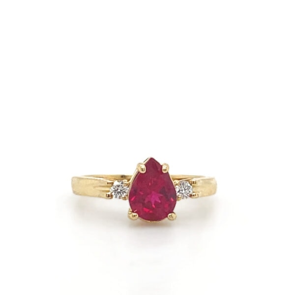 Lab-ruby and diamond ring