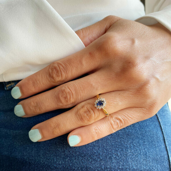 Sapphire and Diamond Halo Ring