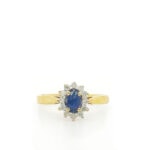 Sapphire and Diamond Halo Ring