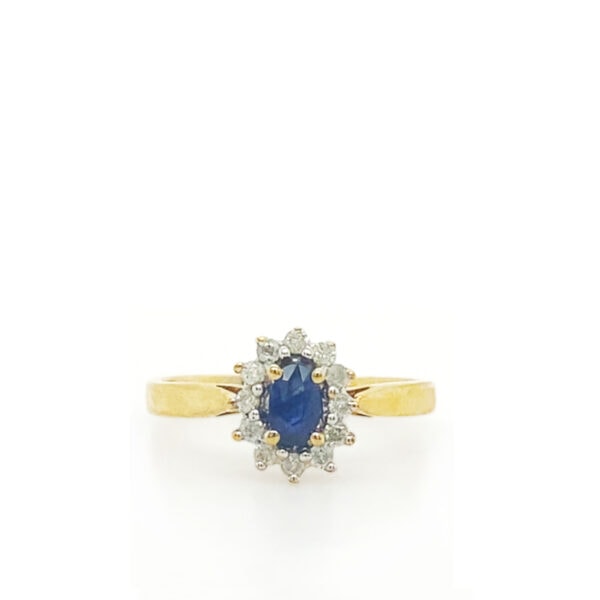 Sapphire and Diamond Halo Ring