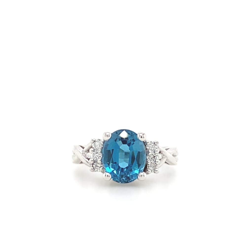 London Blue Topaz and Diamond Ring