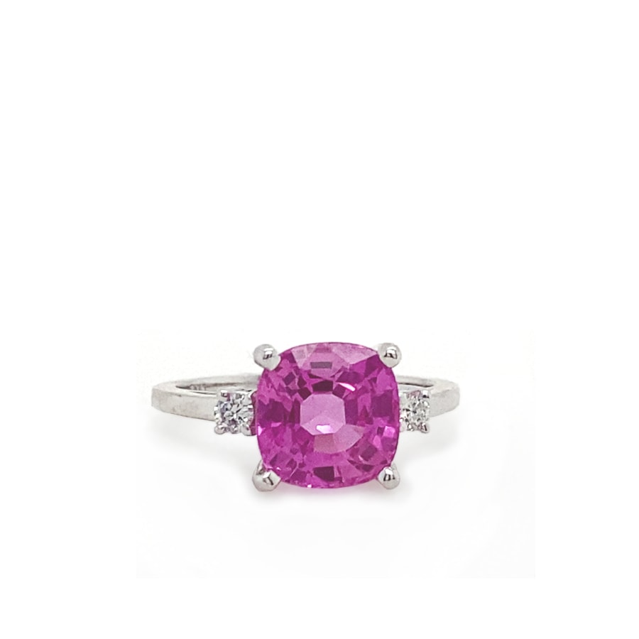 Lab Pink Sapphire and Diamond Ring