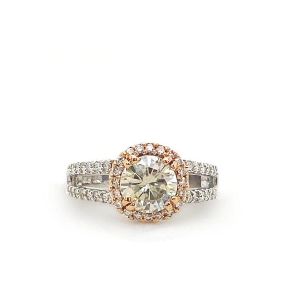 Moissanite and Diamond Engagement Ring
