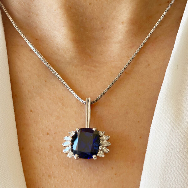 lab created blue sapphire necklace