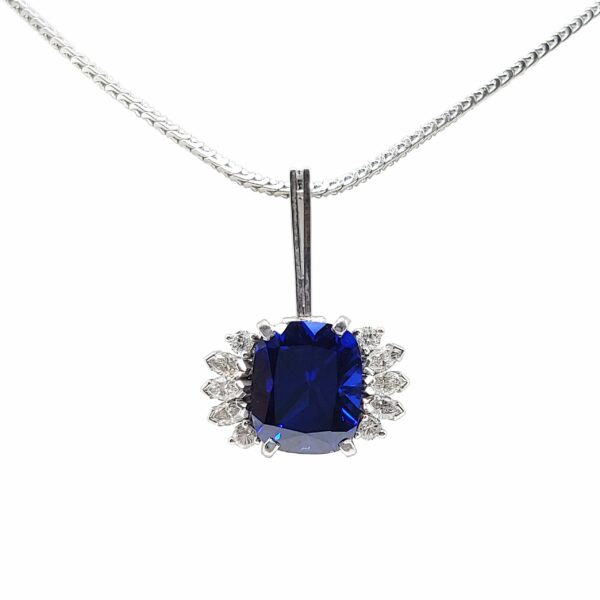 Diamond And Lab Created Sapphire Necklace