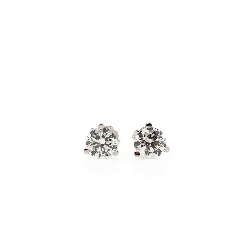 3 Prong Martini Diamond Stud Earrings