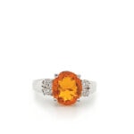 Classic Diamond and Orange Opal Ring