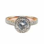 Platinum and Rose Gold Triple Halo Engagement Ring