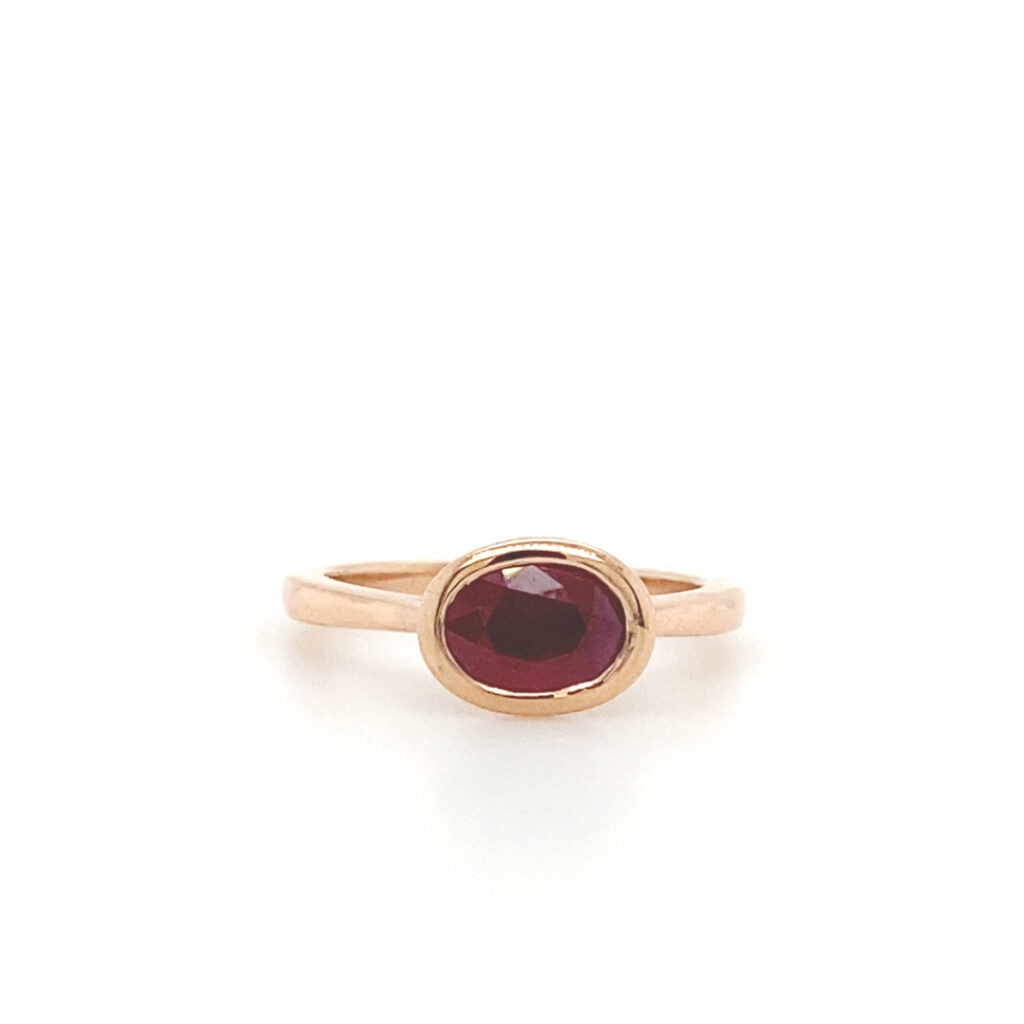 East-West Bezel-Set Ruby Engagement Ring