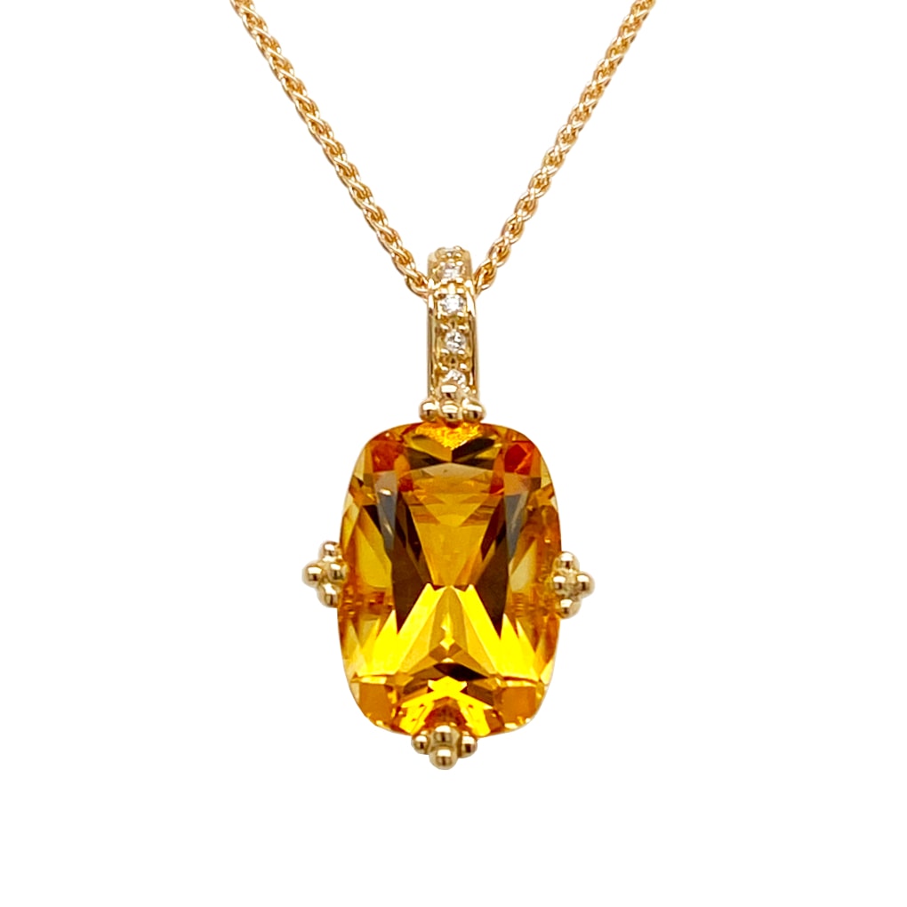 citrine stone pendant necklace