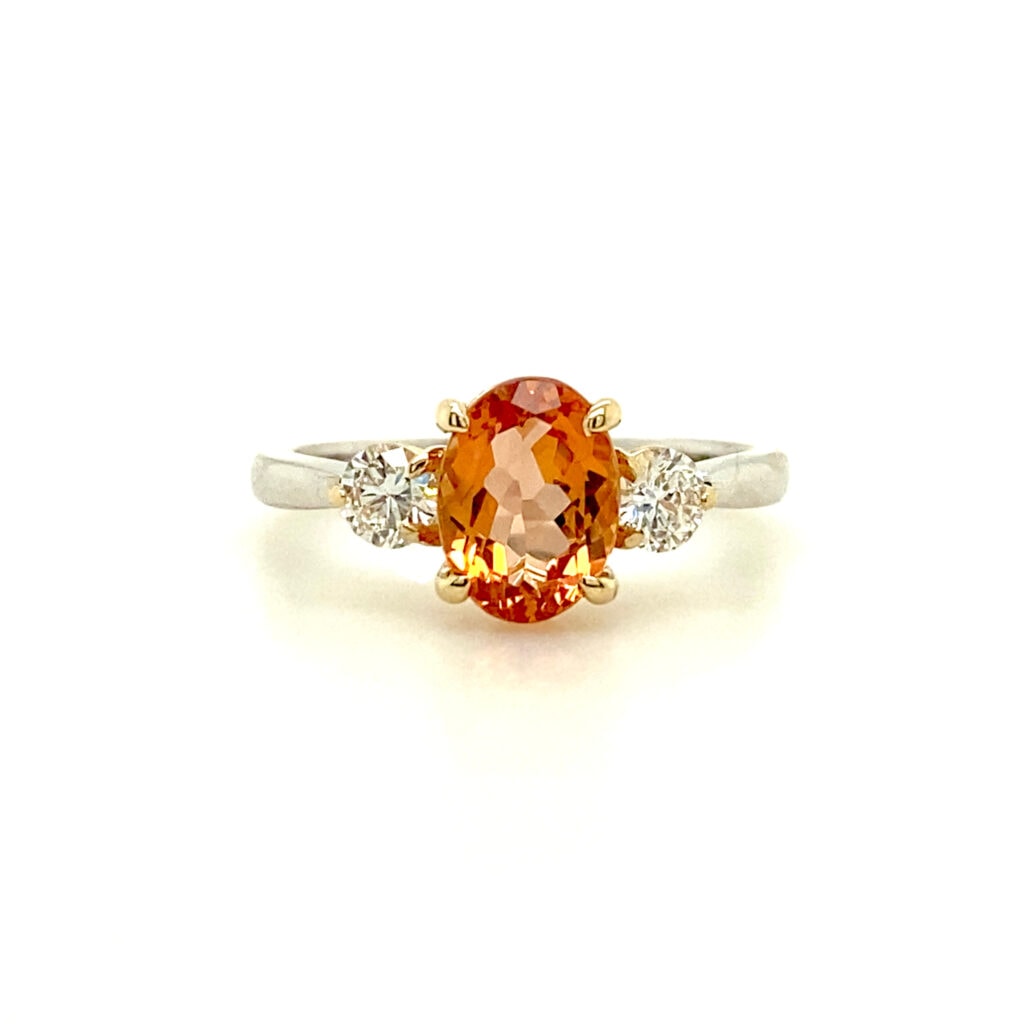 Imperial Topaz Ring with Diamond Accents