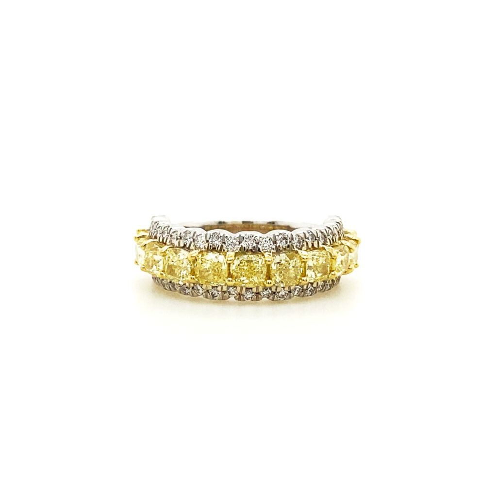 Antique Style Yellow Diamond Anniversary Band