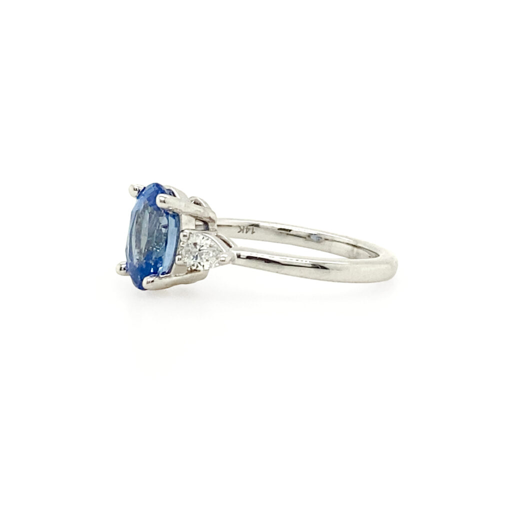 Cornflower Blue Sapphire and Diamond Ring